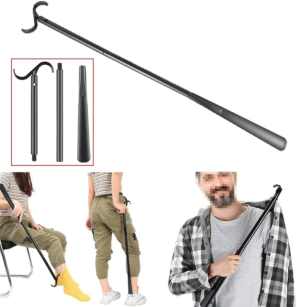 Dressing Aid Rod Stick With Shoe Horn With Sock Removal Tool Adjustable Extend Wear Clothes Shoes And Spoon Hand