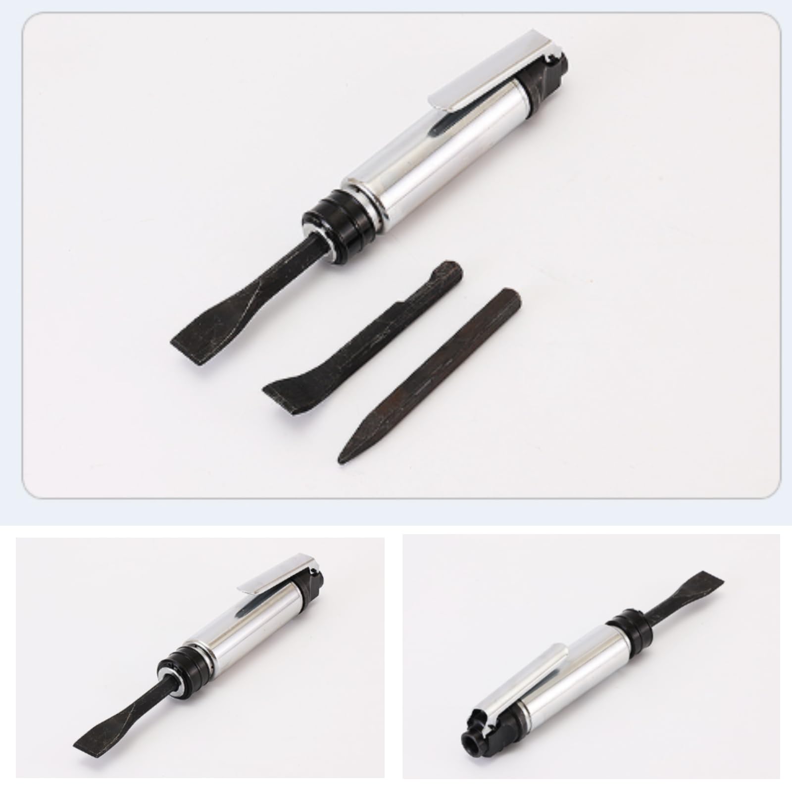 Scalpello Pneumatico Kit, Dritto Martello Scalpellatore Pneumatico,6500BPM,420 L/Min, Compatto Martello Demolitore Pala Scalpello Ad Aria Compressa Con 2 Scalpelli Per Taglio, Raschiatura Demolizione