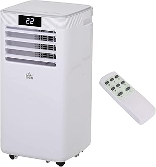 HOMCOM 8000 BTU Air Conditioning Unit, 2.3KW 3-in-1 Portable Air Conditioner, Dehumidifier, Cooling Fan with Remote Control, Digital Display, 2 Speeds, 24H Timer, Window Venting Kit, 18m²
