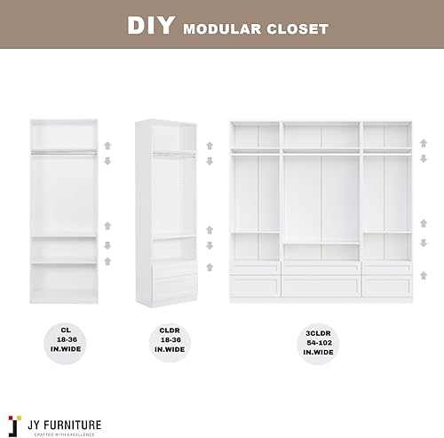 Miniatura 4 de JY Furniture JY2DR - 2 juegos de cajones de madera, accesorios para añadir, estilo agitador para armario de madera con deslizador de cajón de