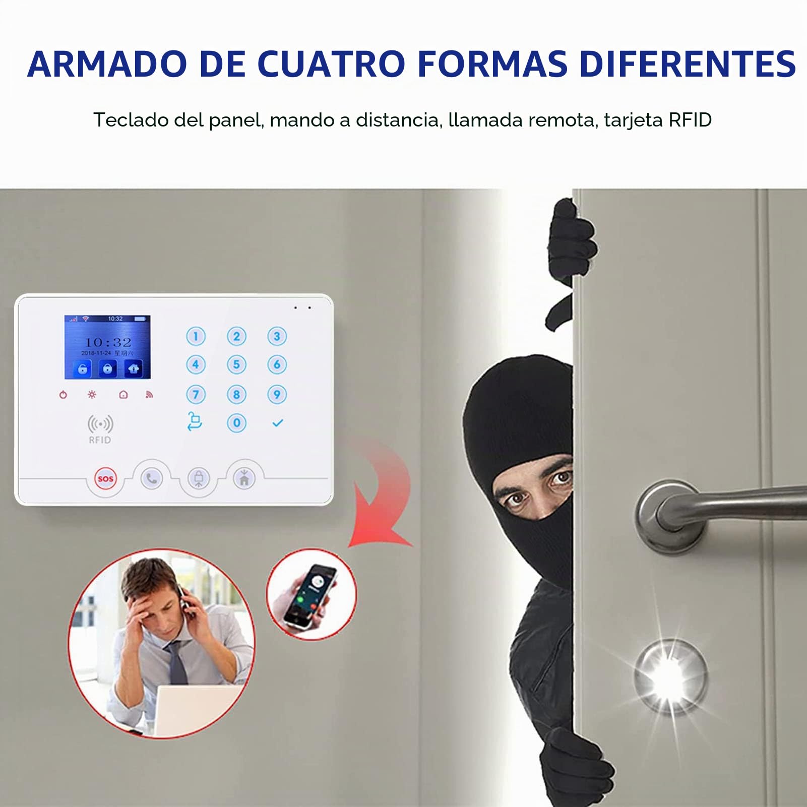 Wolf Guard W4Q Sistema de Alerta para el Hogar 4G WiFi, Compatible con Alexa, una Aplicación