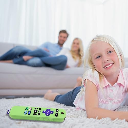 Miniatura 7 de Pinowu - Cubierta remota adecuada para control remoto de voz Roku, funda de silicona antideslizante compatible con Roku Express 4K+ 2021, barra de