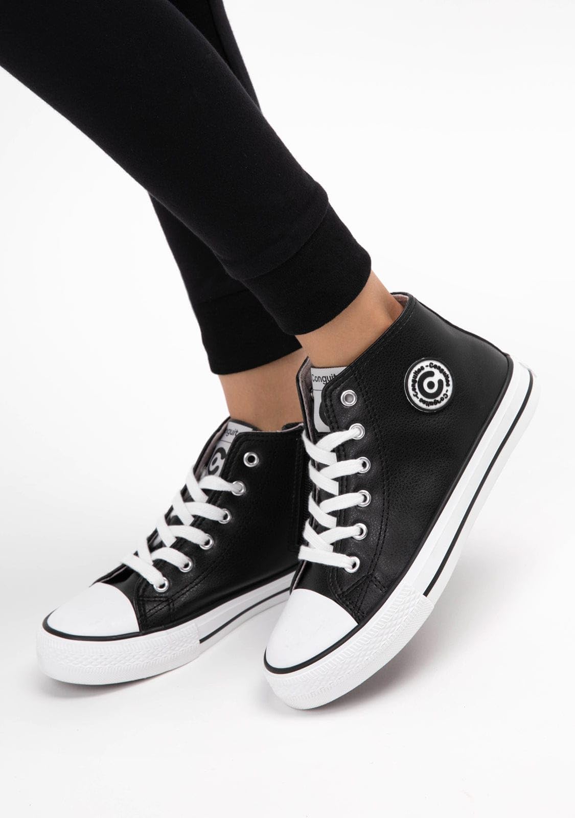 Conguitos - Zapatillas Altas Casual para niños cómodas (Negro/Talla 31)