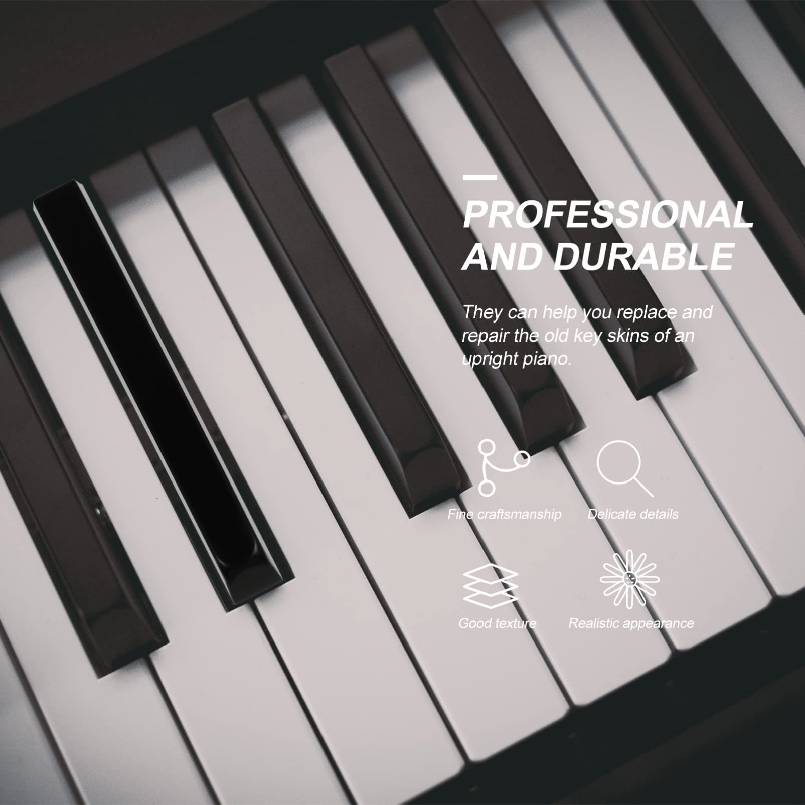 Toyvian Akcesoria Fortepianowe 36 Skórki Klawiszy W Kolorze Fortepianowej Czerni Matowych Bakelitowych Małych Narzędzi Zaopatrzenie W Instrumenty Muzyczne