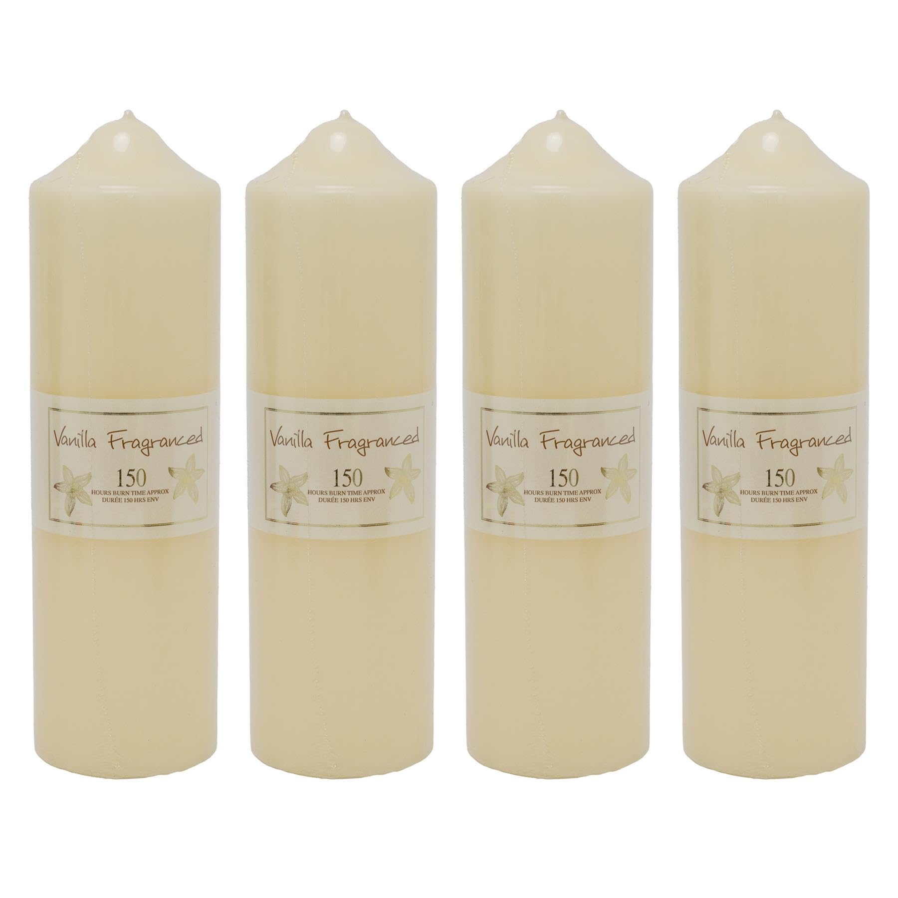 Carousel Home Cream Pack Of 4 Overdipped 150-Hour Vanilla Scented Pillar Votive Wax Candles | Decorative Ivory Church Candles - 24 X 7Cm
