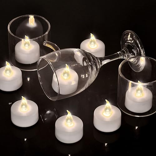Miniatura 2 de Vela de té, paquete de 50 velas LED sin llama, parpadeantes, color rojo, más de 200 horas, velas de té alimentadas por batería. Ideal para fiestas,