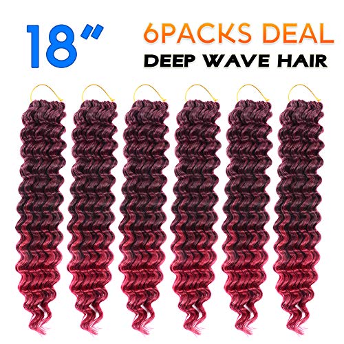 Deep Twist Crochet Braid 18“-6packs/lot Synthetic Hair Braids Deep Wave Hair Extensions (18", 99J#)