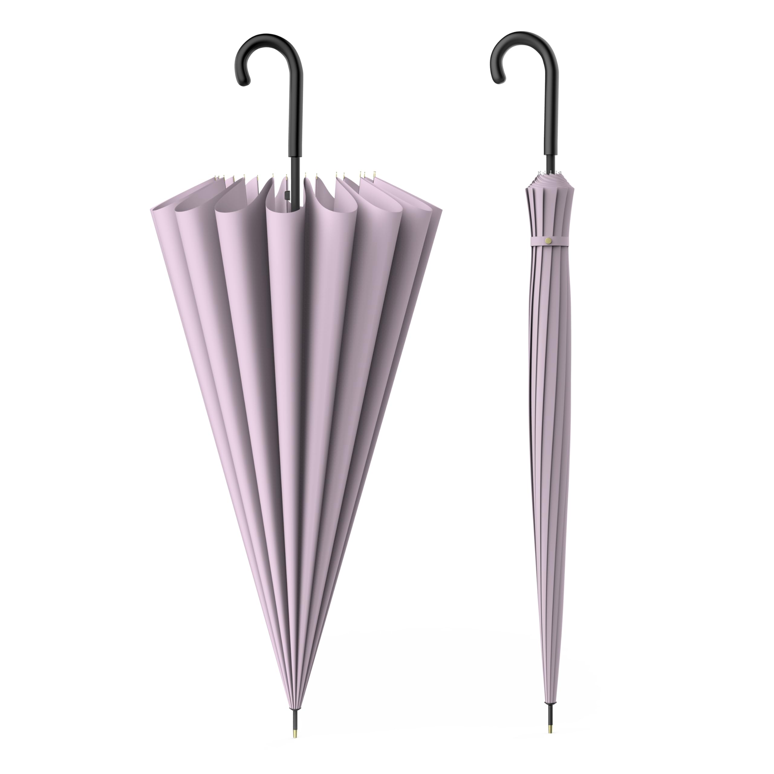 Umbrella for Women- Long Umbrella Travel- Windproof Umbrellas with Straight Shank- Girls Stick Umbrella Macaron Color (Green)-image-31