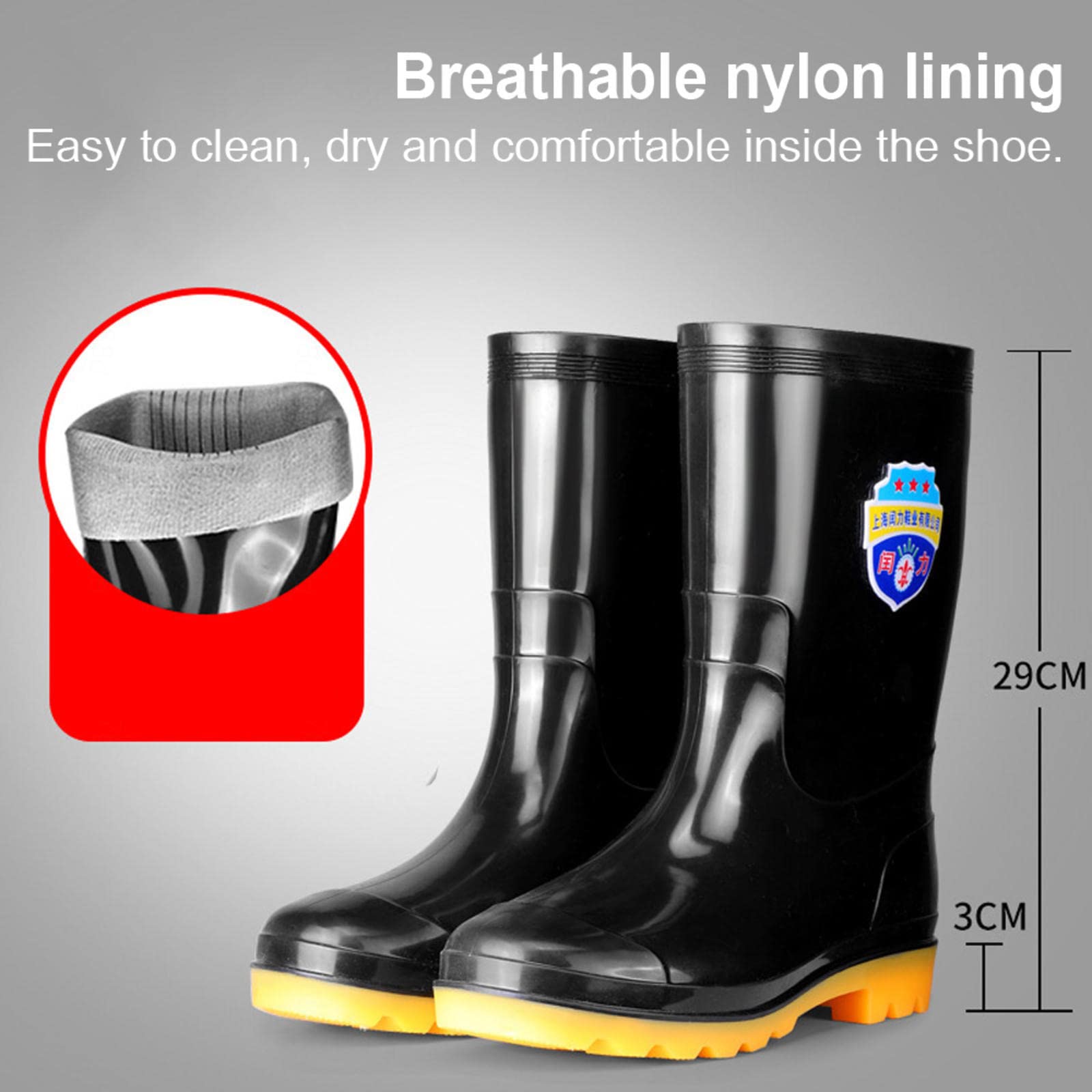 NALSA Stivali Wellington Impermeabili, Stivali in Gomma Antiscivolo industriali e da Costruzione, Scarpe da Lavoro Isolate di Sicurezza a Cilindro Medio 46-50EU,29cm-50EU