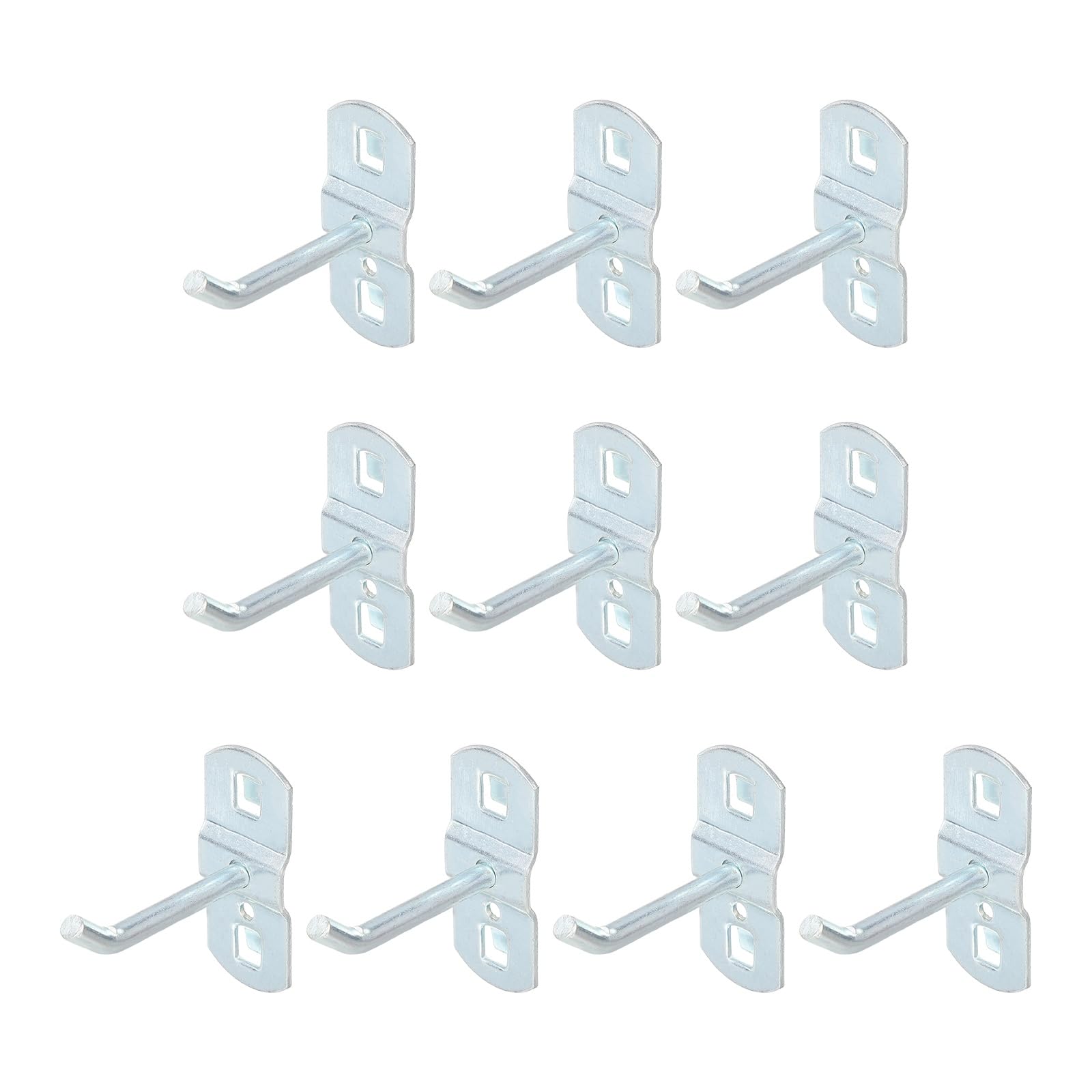 sourcing map 10Pcs Square Pegboard Hooks, 2.2 Inch Supermarket Shelf Rack Hook Metal Heavy Duty Exhibition Display Accessories for Tool Hanging Wall Organizer, Silver
