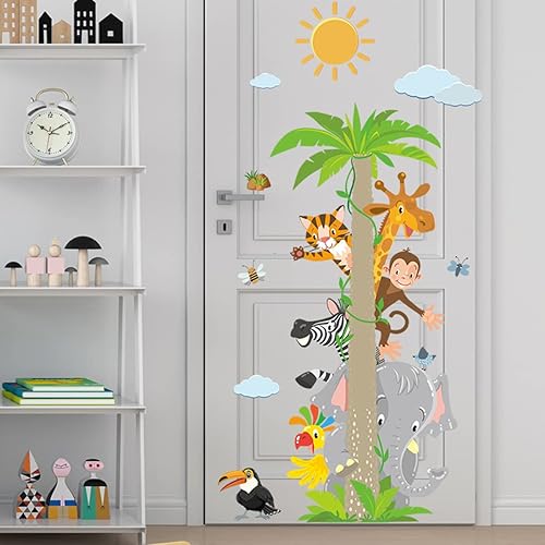 Miniatura 6 de Calcomanías de pared de la selva calcomanías de safari para habitación del bebé mono jirafa tigre cebra elefante calcomanías de pared de vinilo para