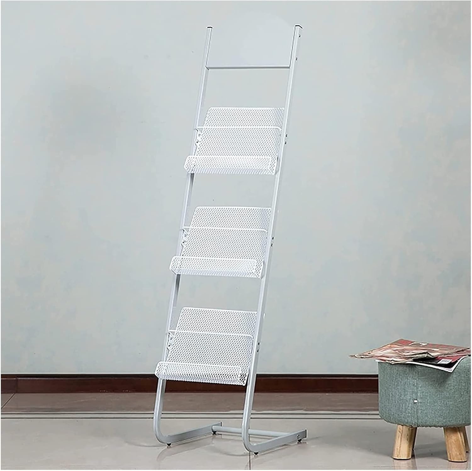 Magazine Rack Freestanding Magazine Rack Metal Brochure Display Stand Living Room/Workroom/Office/Library Literature Display Rack Organizers (Color : White) (Black) (Black)