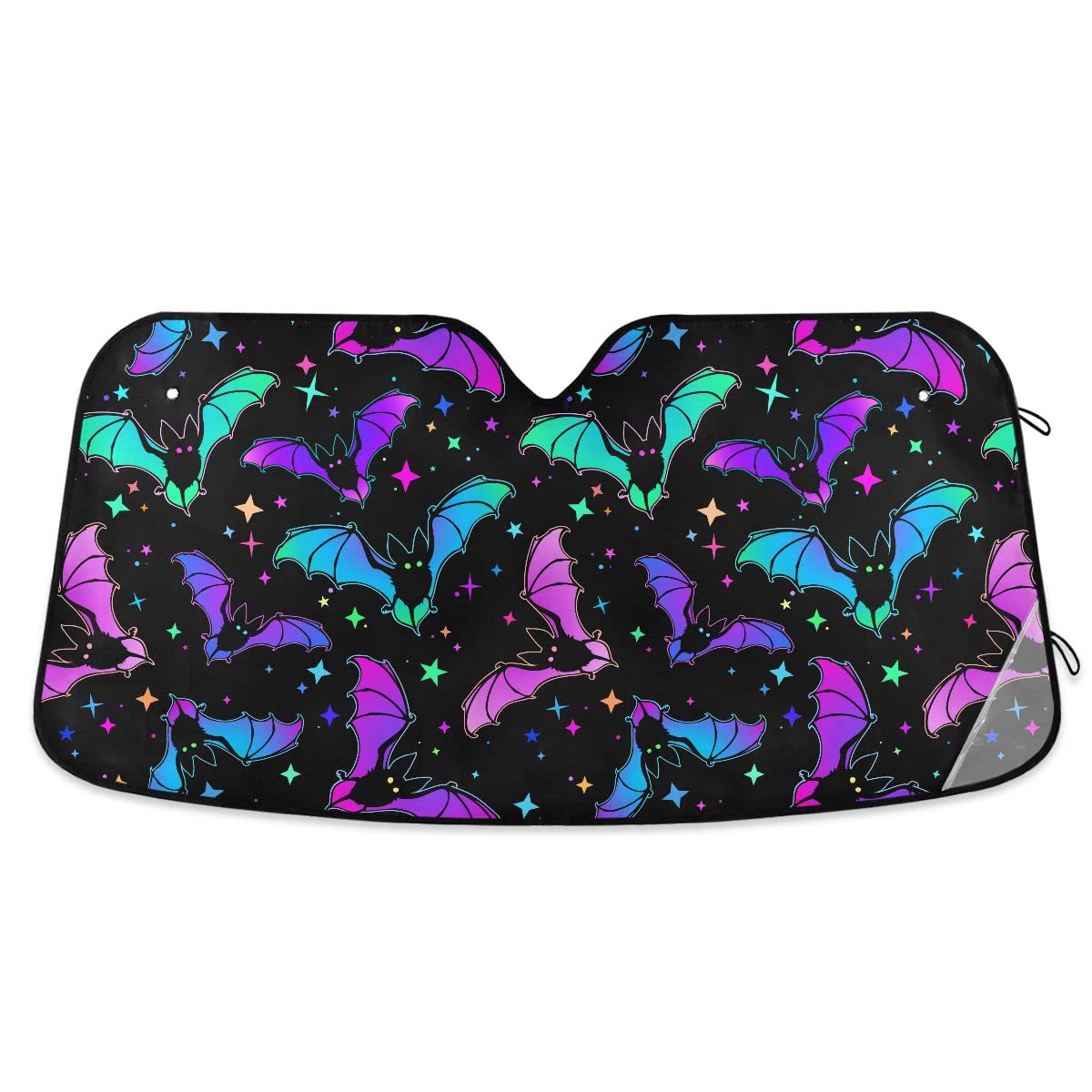 Car Windshield Sun Shade Foldable, Halloween Luminous Bats Sun Shade for Car Truck Window Front Windshield, Blocks UV Rays Sun Visor Protector Sun Heat Reflector to Keep Your Vehicle Cool, L