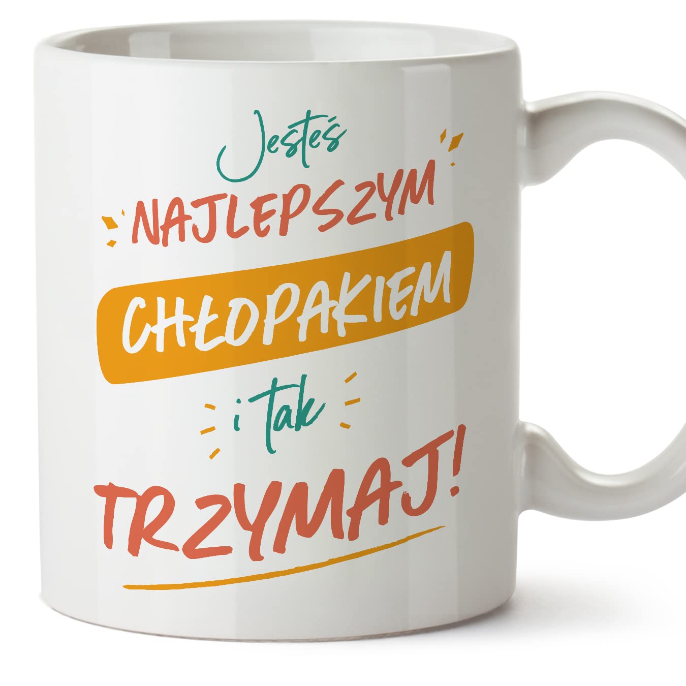 MUGFFINS Boyfriend Mug - in Polish - Jesteś najlepszy tak trzymaj - Funny Gift - Ceramic 11oz Mug