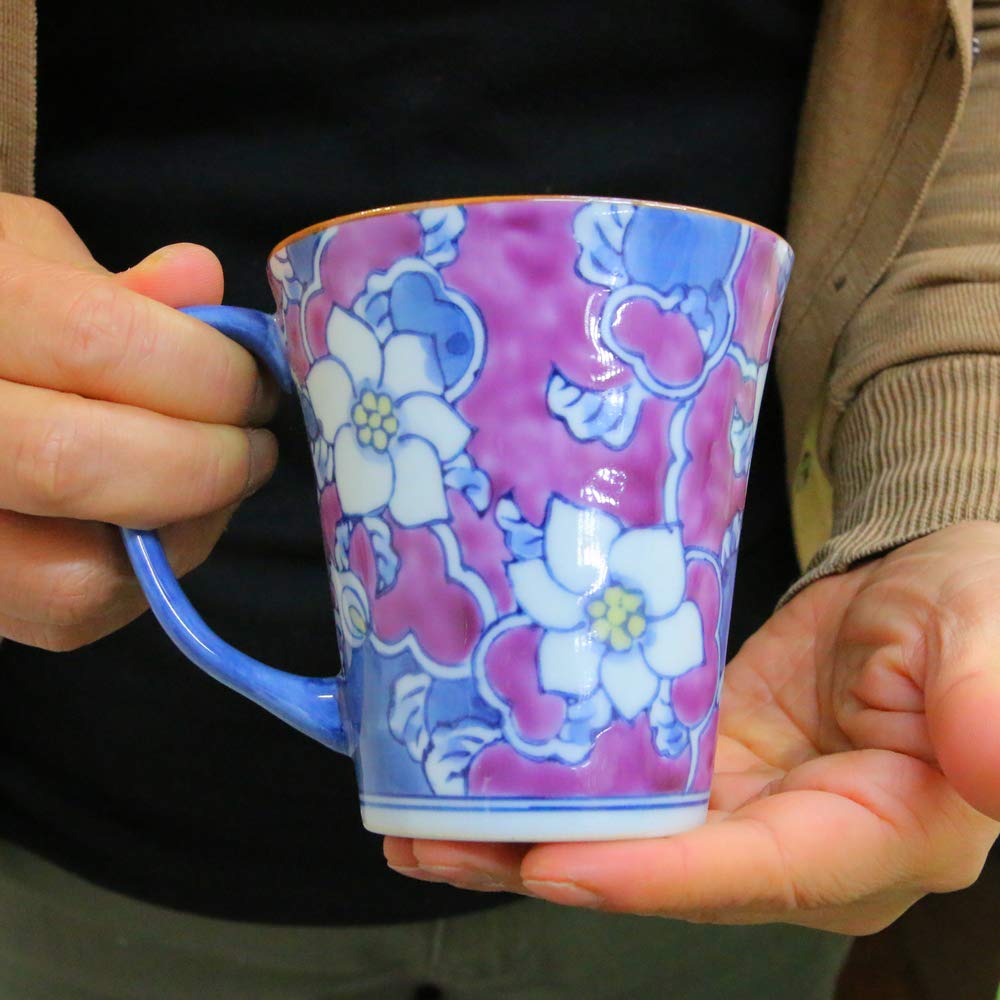 Amazon.co.jp: マグカップ 有田焼 伊万里焼 唐花マグ（紫） 色違いあり