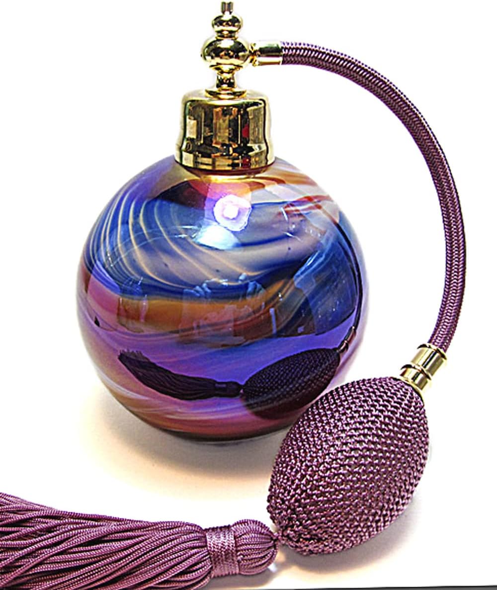 Empty Refillable Glass Cologne Perfume Atomizer Bottle With Purple Bulb Tassel Atomizer Spray Mounting.
