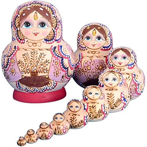 YAKELUS professionelle Matrjoschka-Marke 10 Stücken Matroschka, Matruschka, Matrjoschka,Russian Nesting Dolls,10-TLG handgemacht Das Lindenholz Geschenk Spielzeug1075 Cover