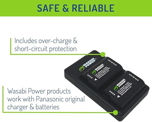 Miniatura 4 de Wasabi Power Batería (paquete de 2) y cargador de batería dual USB-C para Panasonic DMW-BLK22 y Panasonic Lumix G9 II, GH5 II / GH5M2, GH6, GH7, S5,