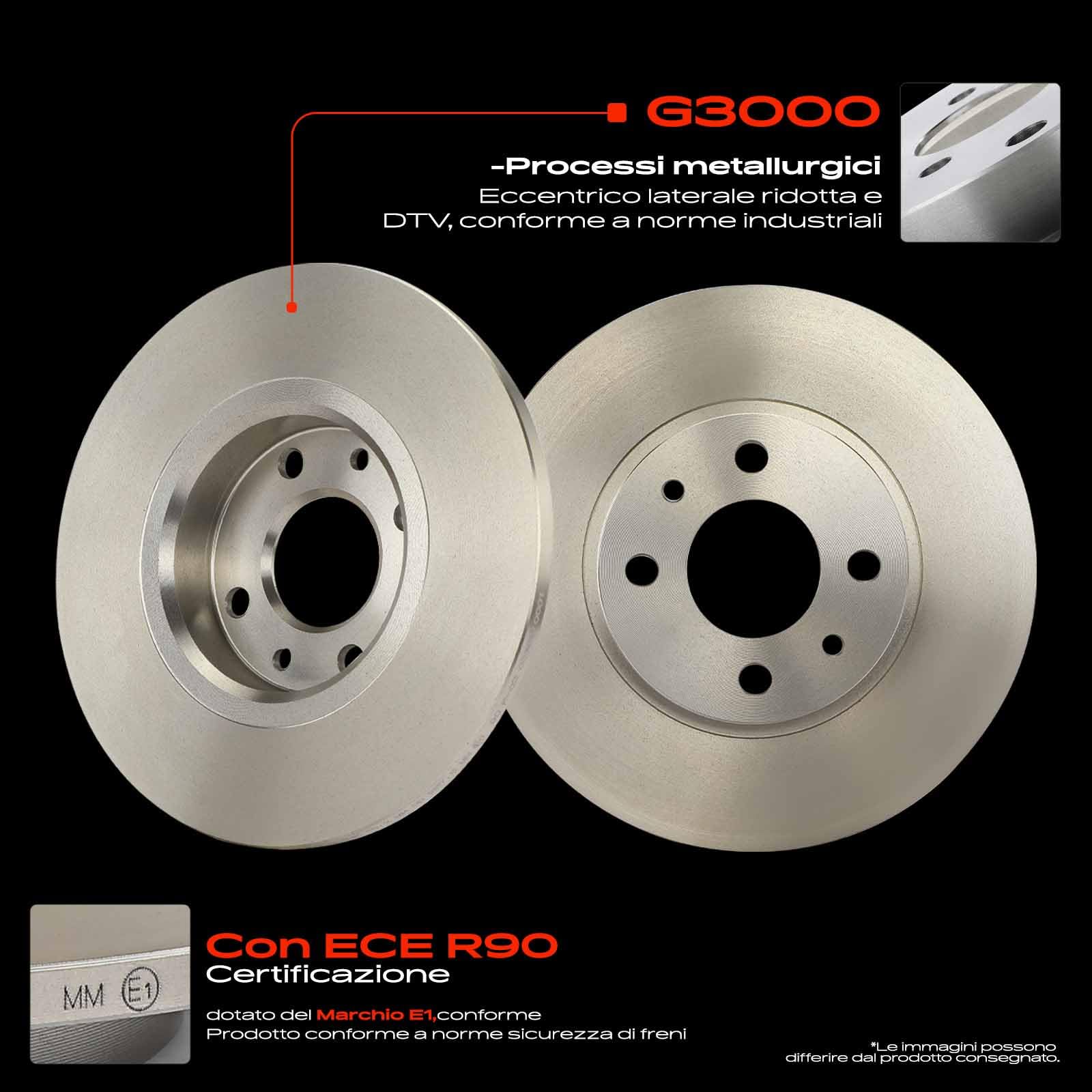 Frankberg Set di dischi freno incl. 2x Dischi Freno Anteriore Pieno Diametro258mm Compatibile con 500 312 P.a.n.d.a Van 312 519 Punto 188 Ypsilon 843 Replace# 60802029