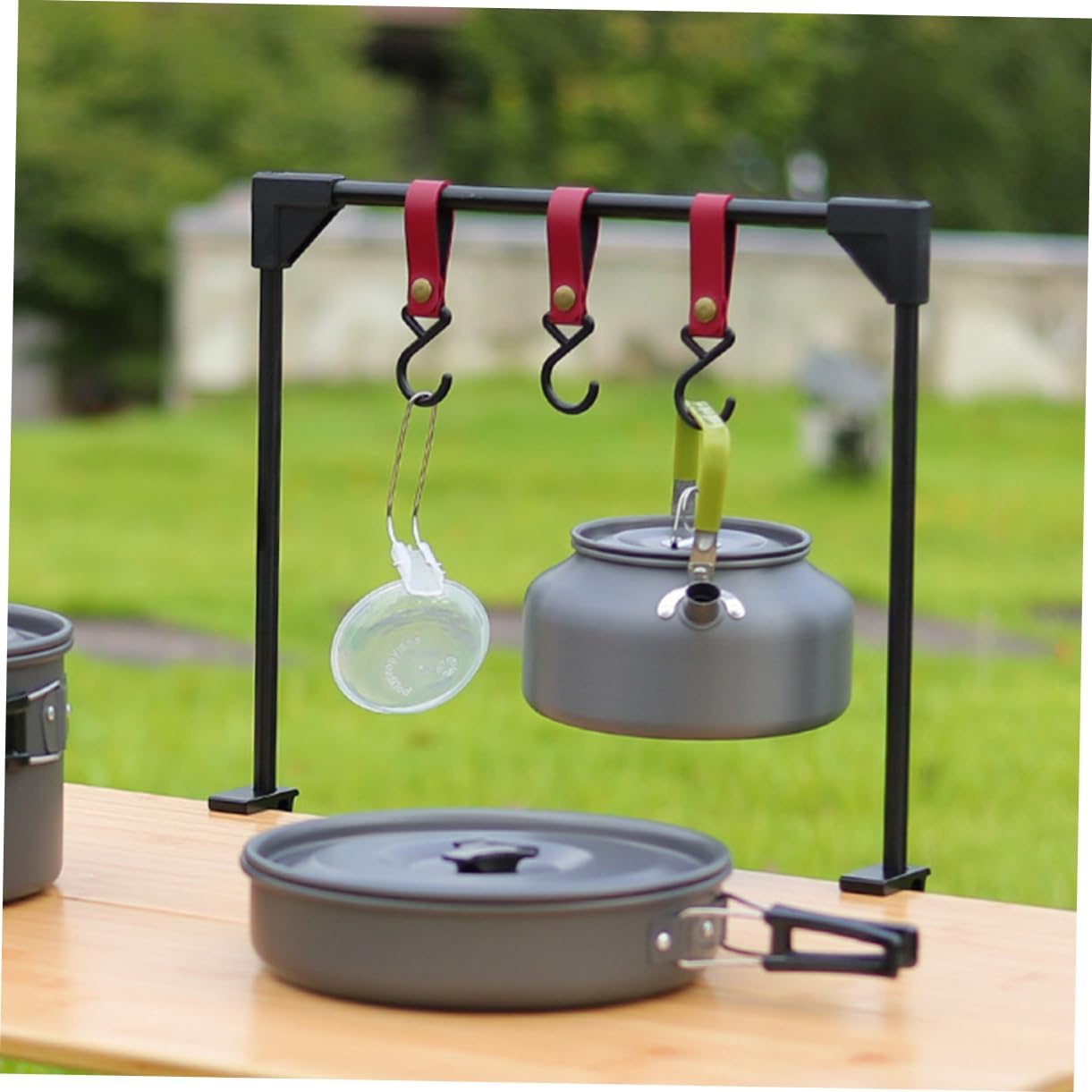 1set Versatile Black Desktop Light Hanger for Camping Aluminum Alloy Hook for Outdoor Use Compact and Easy to Store Camping Supplies