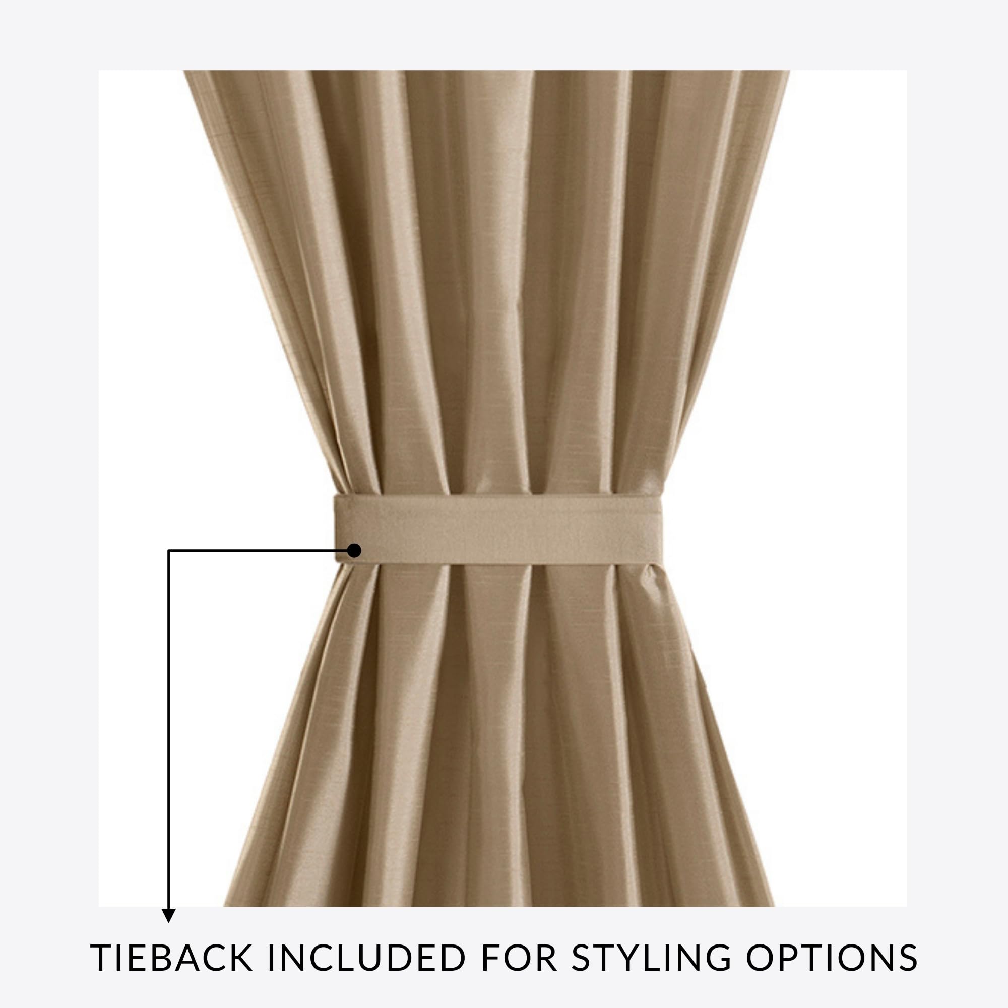 Elrene Tendina Per Porta Finestra French Door Colette | Finta Seta Color Taupe | 137x182 Cm Con Fermaglio