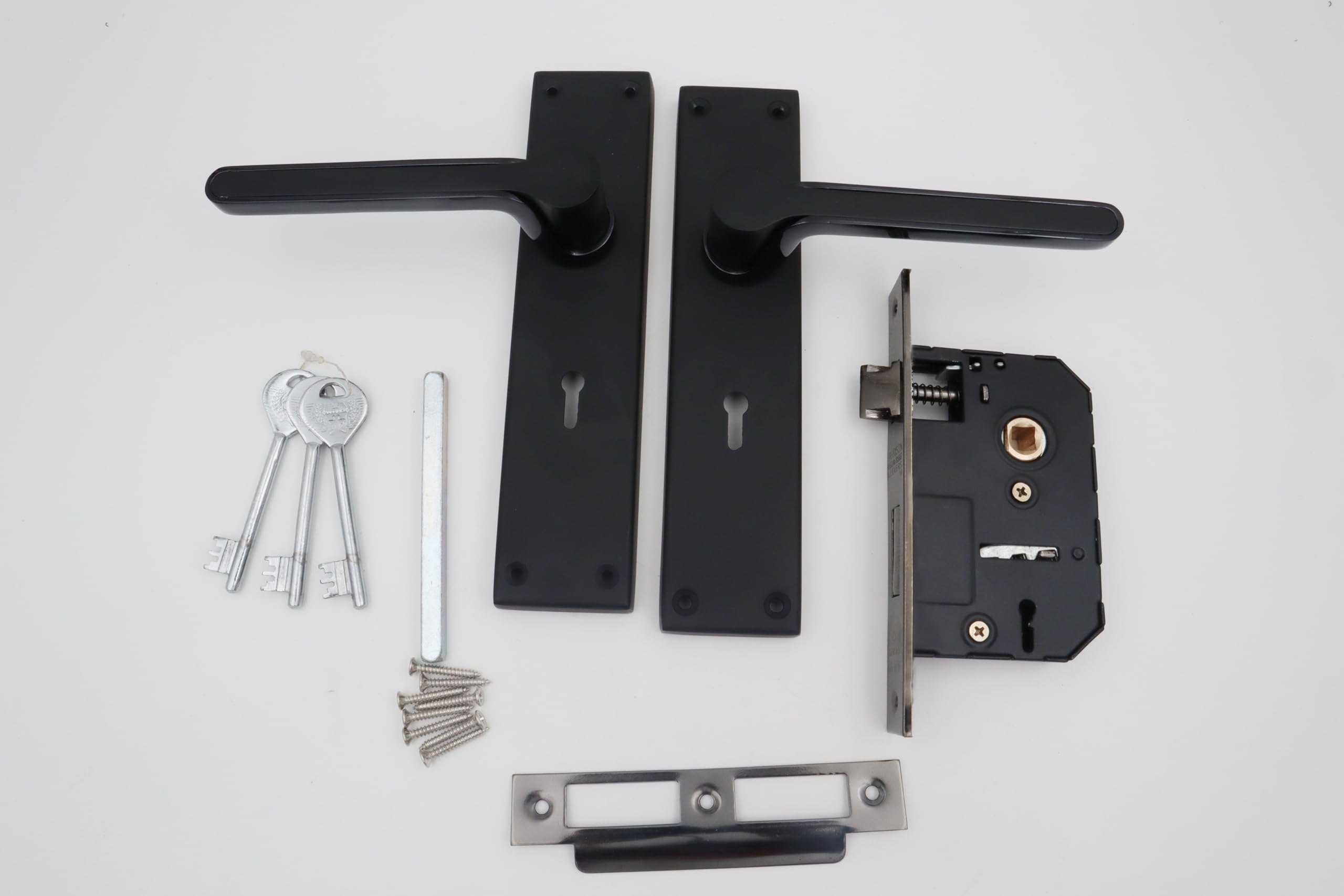 Harrison Ferrari KY-931606 Sleek Stainless Steel 8inch Mortise Door Handle and 65mm Lock Set with Black Matt Finish Door Locks for Main Door, Suitable for Office/Hotel/Home (B0CZRKS1PN) Amazon Price History, Amazon Price Tracker