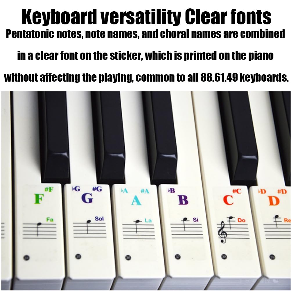 Klavier Keyboard Noten Aufkleber für 88/76/61/54/49/37 Tasten Farbige Klavieraufkleber für Keyboards Piano Kinder Lernen Anfänger