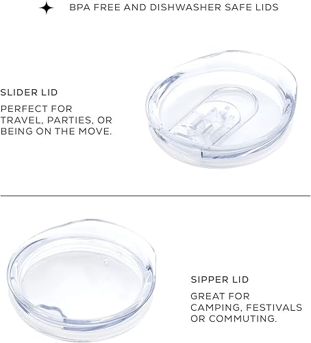 Miniatura 3 de JoyJolt Tri-Insulated Wine Tumbler with Lid Pack. 12 oz Tumbler, Slider and Straw Lids. Vacuum Double Walled Stainless Steel Stemless Wine Glass,