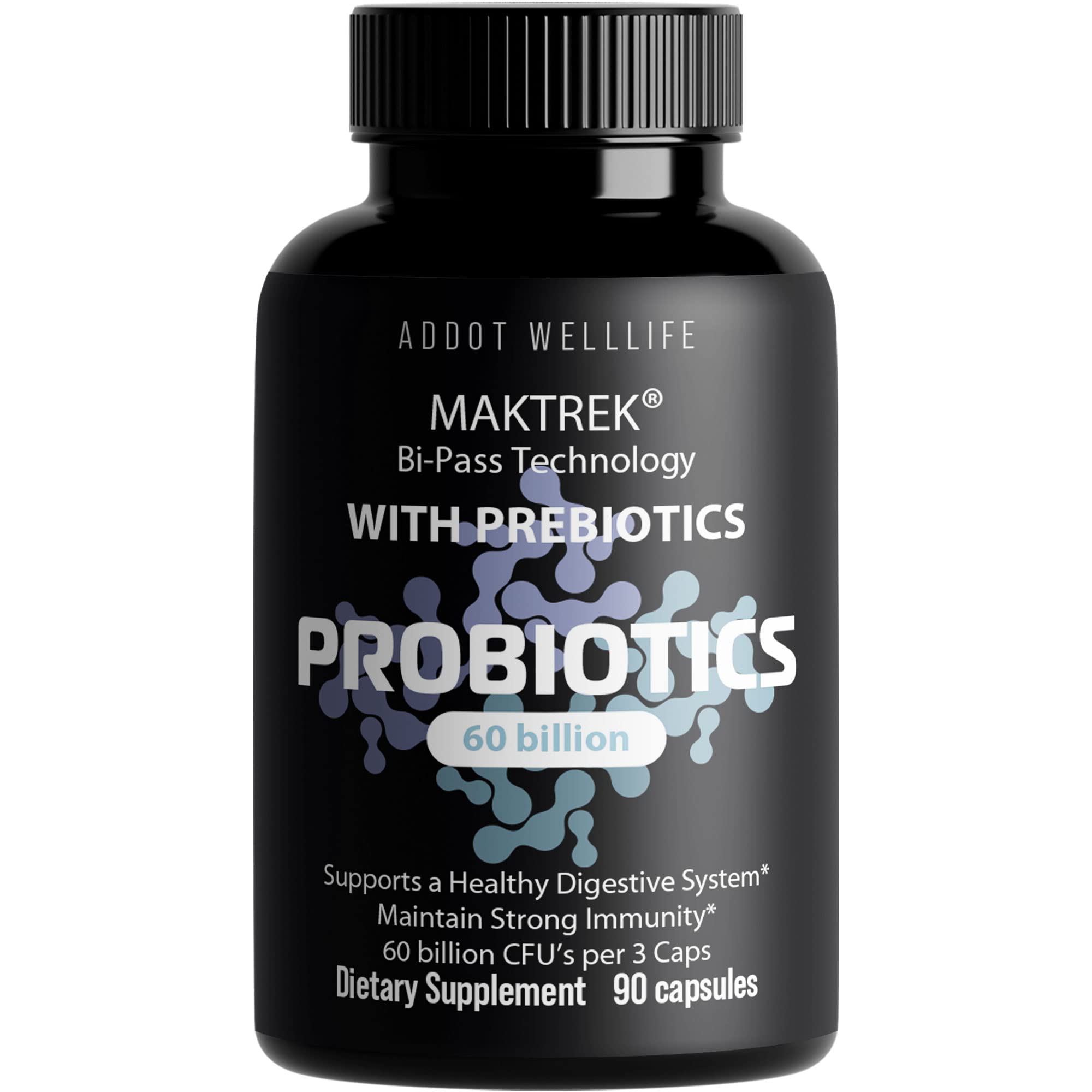 Daily Probiotic Supplement Capsules by Addot Welllife - 1800 Billion CFU Probiotics, 90 caps - Best Lactobacillus Acidophilus, Bifidobacterium Lactis with MAKTEREK Technology