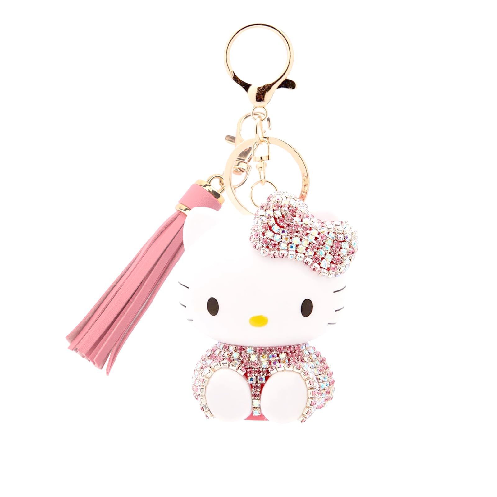 Axanbox Keychains for Women, Cartoon Rhinestone Keychain Tassel Key Chain Accessories Car Accessories Gift for Backpack Handbag Purse