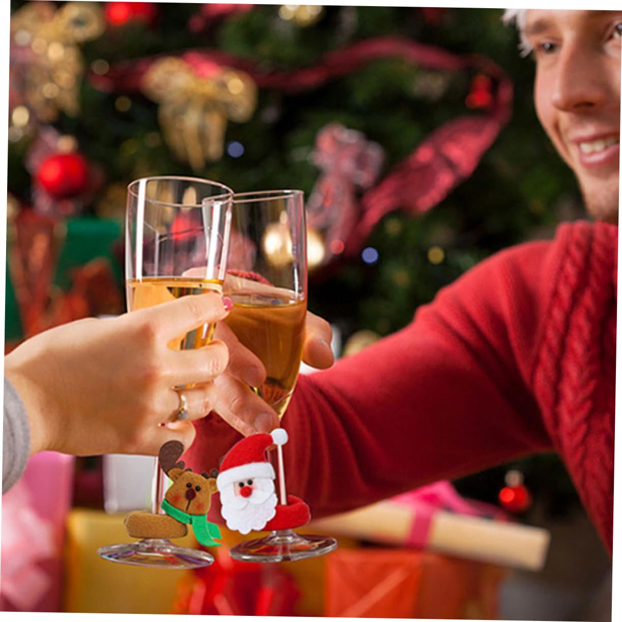 ABOOFAN 18 STK Schmuckstücke Aus Weinglas Weihnachtsweinmarker Weihnachtskugeln Weihnachtliche Weinbevorzugungen Weinglasringe Rotweinglasmarker Glaskennung Weihnachtsutensilien Charme