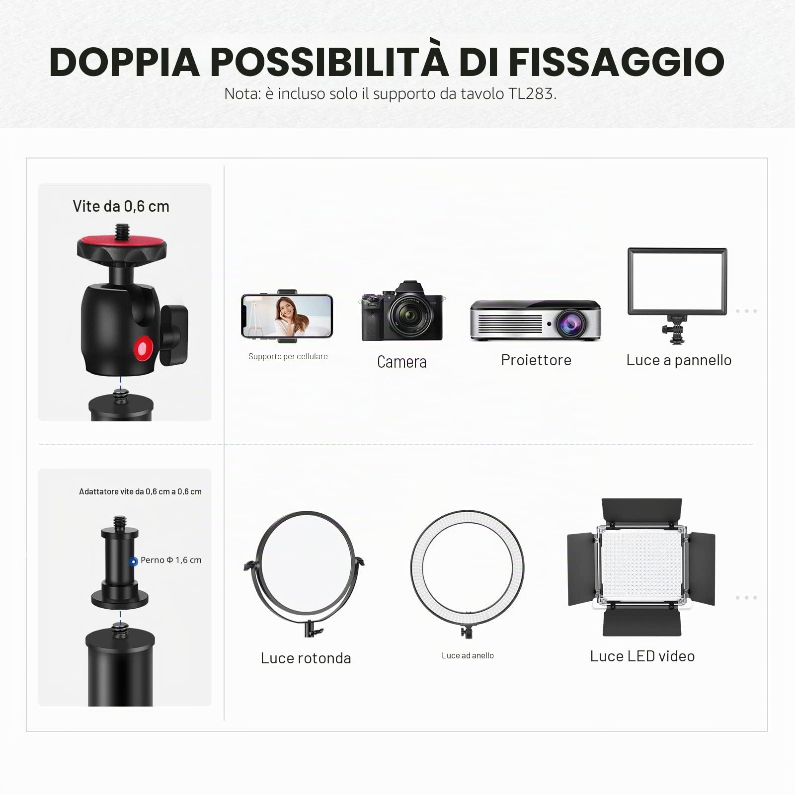 NEEWER Stand Estensibile da Tavolo con 1/4” Testa a Sfera, 43-102cm Regolabile Cavalletto con 1/4” Vite Adattatore & Morsetto-C per Reflex Digitali Luci Anulari Streaming Vlog, Massima Portata 3kg