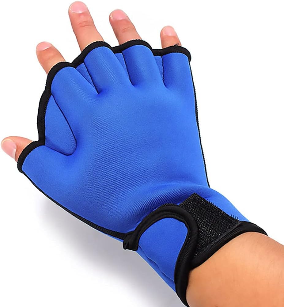 YMLHOME 1 Pair Aquatic Swim Gloves Training Swimming Gloves Neoprene Water Resistance Webbed Gloves for Men Women Adults Water Fitness Training (Blue) : Sports & Outdoors