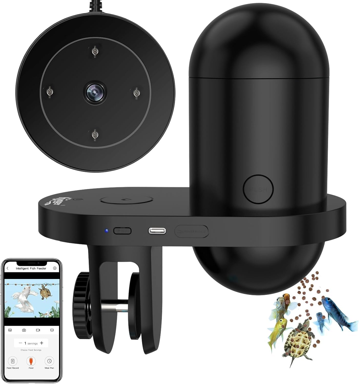 Hygger WiFi Automatic Fish Feeder with App Control and Camera