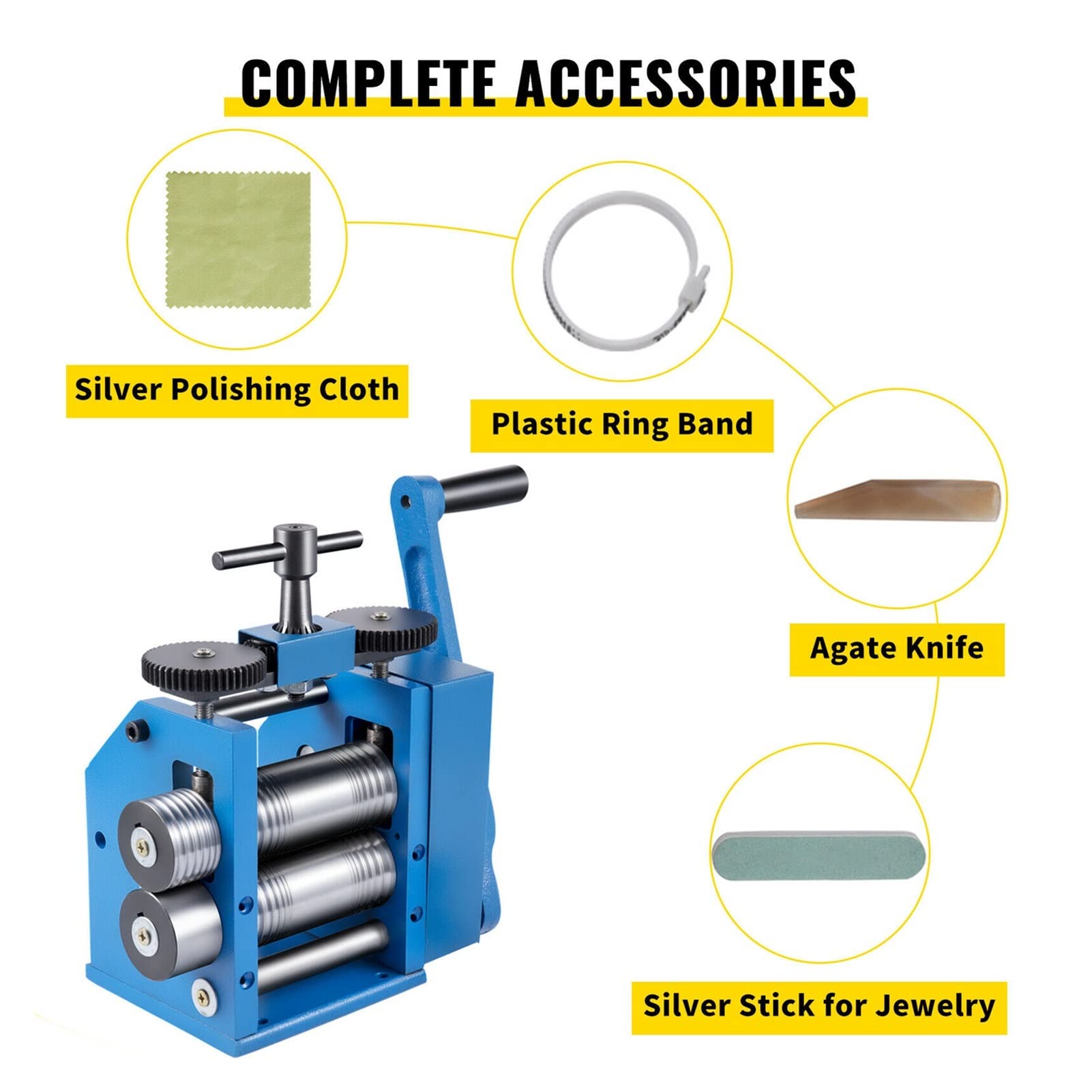 3Inch / 4.4Inch Sheet Manual Combination Jewelry Rolling Mill Semicircle Jewelry Press For Gold & Silver Nuggets Pressing Einfach und bequem zu bedienen(76 mm Single slot)