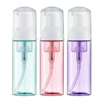 Tekson Soap Foam Bottle (60ml, 2 fl oz), Empty Travel Foaming Lash Shampoo for Cleanser, Dispenser (Green, Pink, Purple)