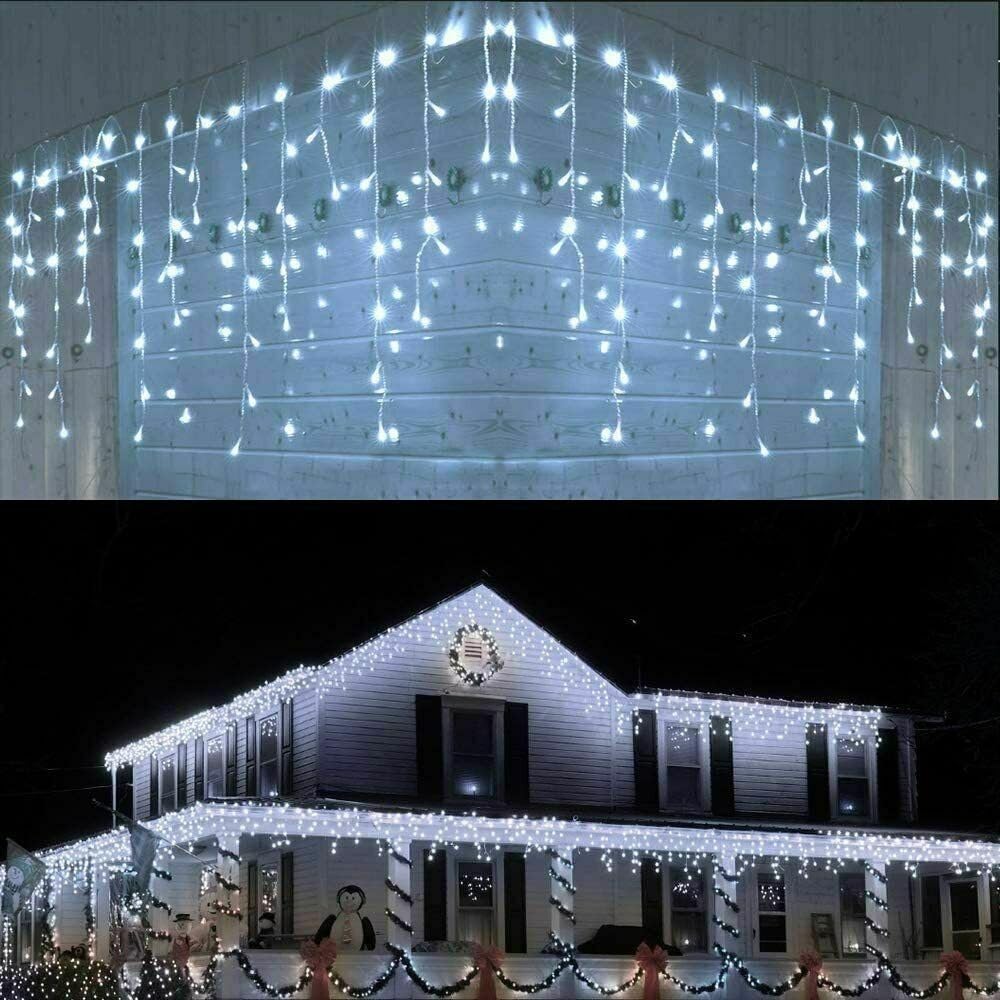 Tenda Luminosa 500 LED Bianco Freddo ghiaccio 10 metri per Esterno prolungabile IP44 luminaria pioggia cascata di luci