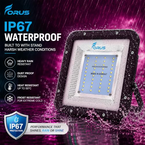 Image of Forus 30W LED Flood Light Outdoor, IP67 Waterproof Wall Mounted Outside Light, High Bright Pink LED Flood Light for Parking, Society, Industrial & Flood Lighting with 4 Year Warranty (1 Pc)