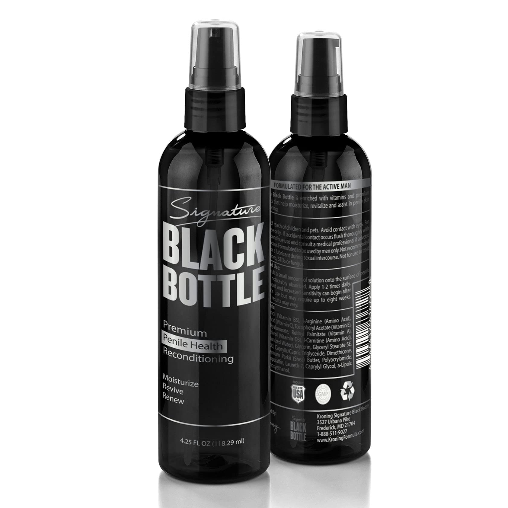Kröning Signature Black Bottle Signature Black Bottle - Penile Moisturizer Cream - Urologist and Dermatologist Approved - Helps Relieve Chafing, Reduces Dry, Irritated Penile Skin - 4.25 Oz (2 Pack)