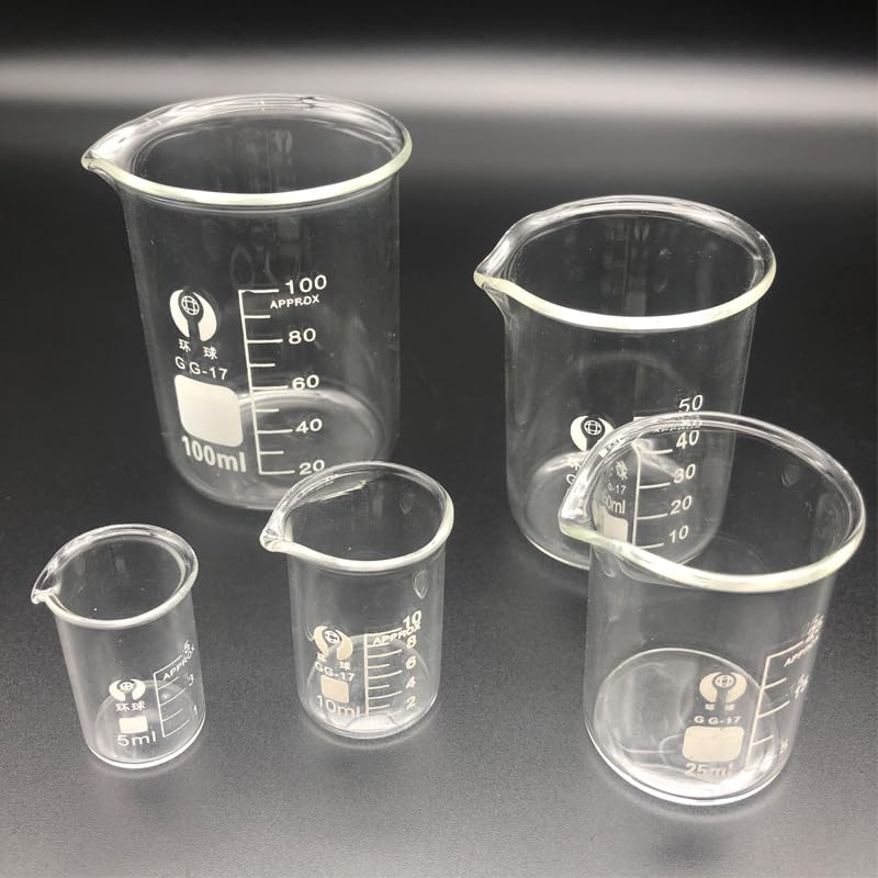 1 Juego de Vaso de Vidrio de Laboratorio borosilicato 3,3 Taza de Cocina de Vidrio de medición de Laboratorio(Set 3)