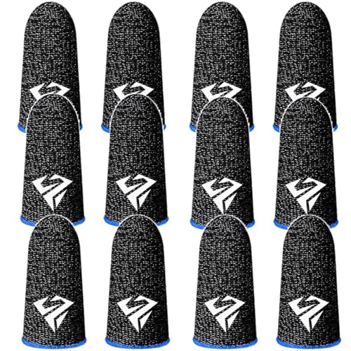 6 Pairs Finger Sleeves for Gaming, Gaming Finger Sleeves, Thumb Sleeves Mobile Gaming Controller, Cell Phone Gaming Finger Sleeves for Mobile Game, Anti Sweat, Breathable (Blue)