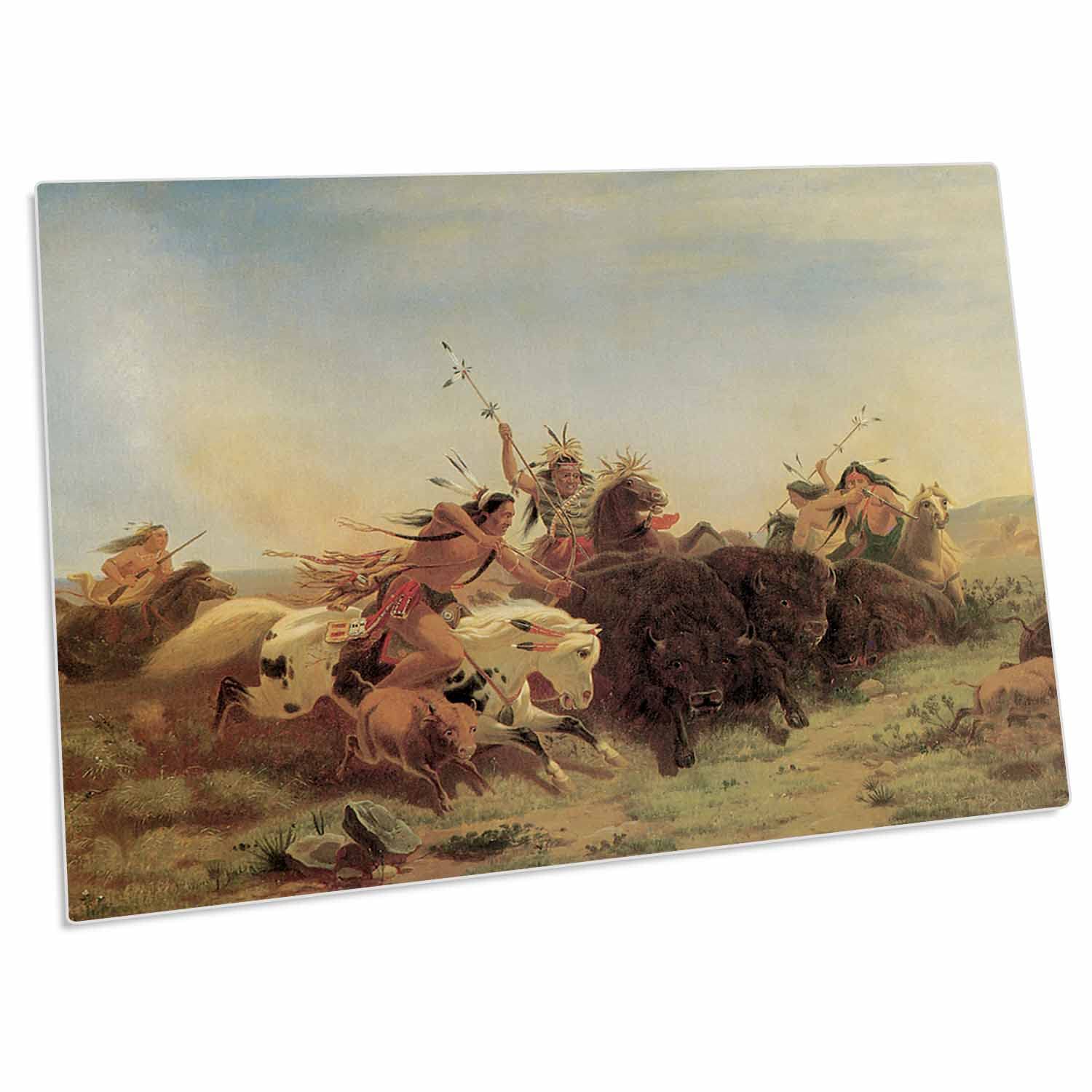 3dRose Buffalo Hunt by Charles Wimar American West - Desk Pad Place Mats (dpd-126744-1)
