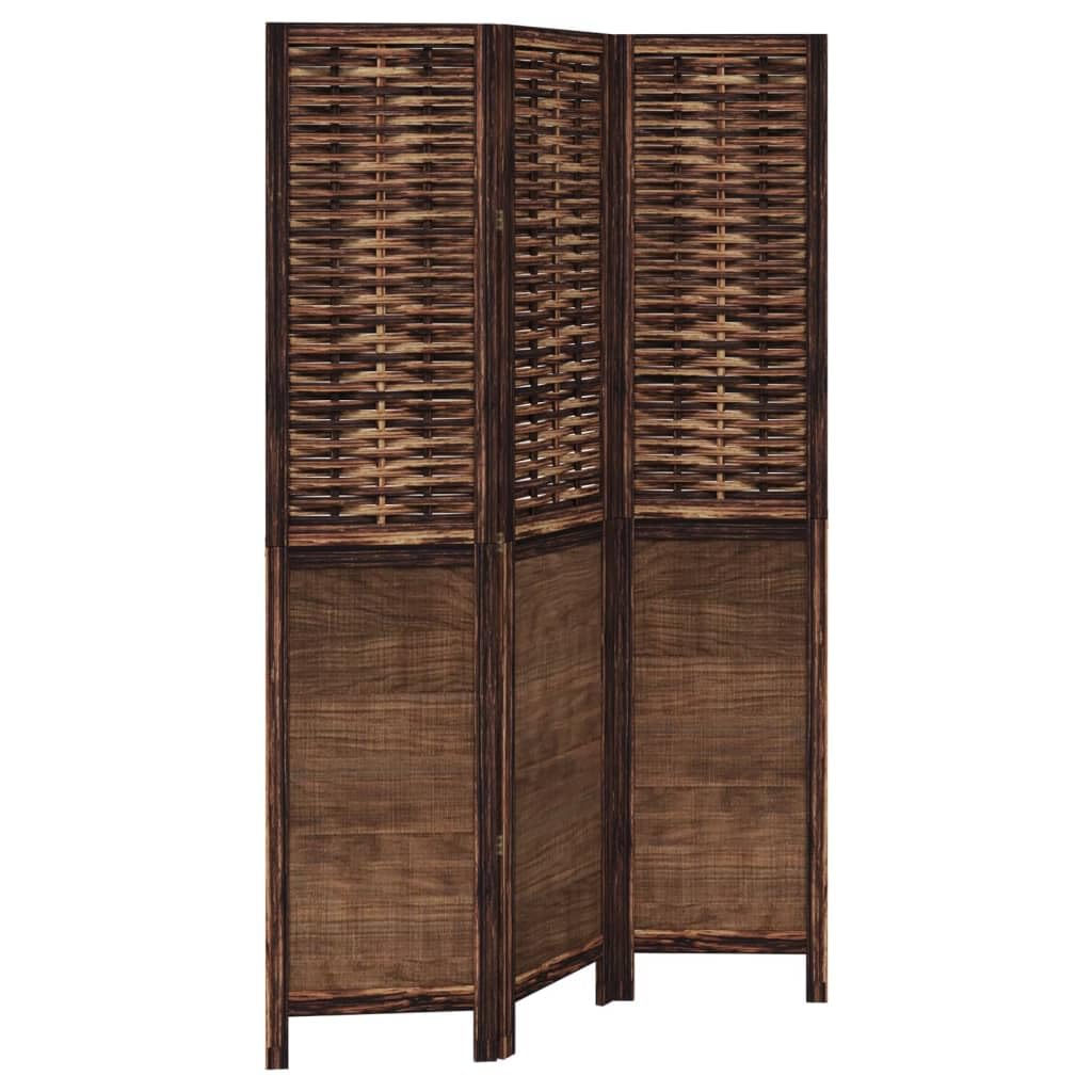 Homgoday Paravent en Bambou Brûlé - Cloison de Séparation Intérieure - 3 Panneaux - 180 x 105-110 cm - Bois de Paulownia