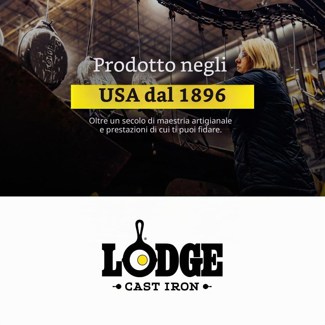 LODGE Set di padelle in ghisa pre-stagionate, 3 pezzi, include padelle da 20,3 cm, 25,7 cm e 30,5 cm
