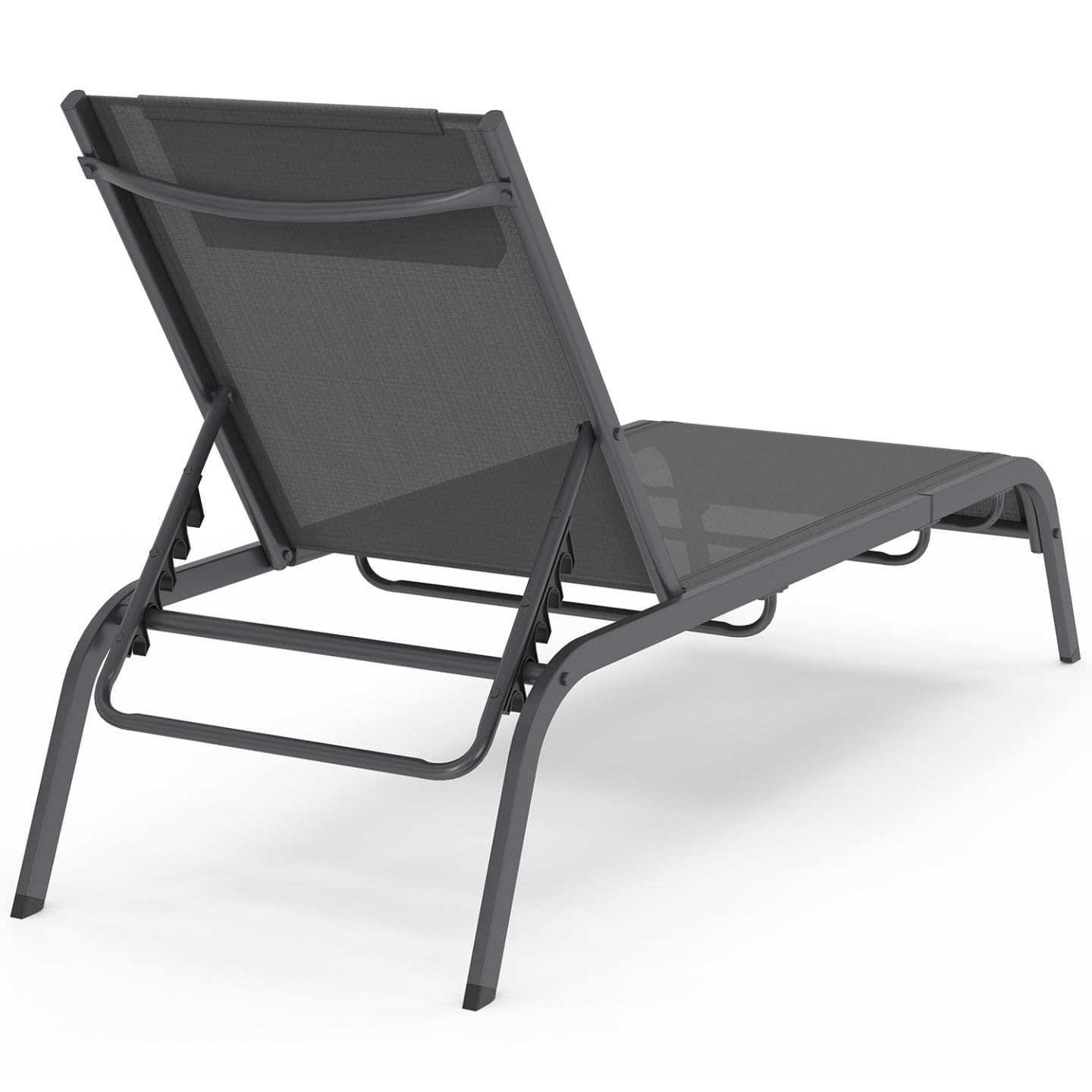 IDMarket - Juego de 2 tumbonas de jardín reclinables Bora con mesa auxiliar modular de acero gris antracita y lona gris