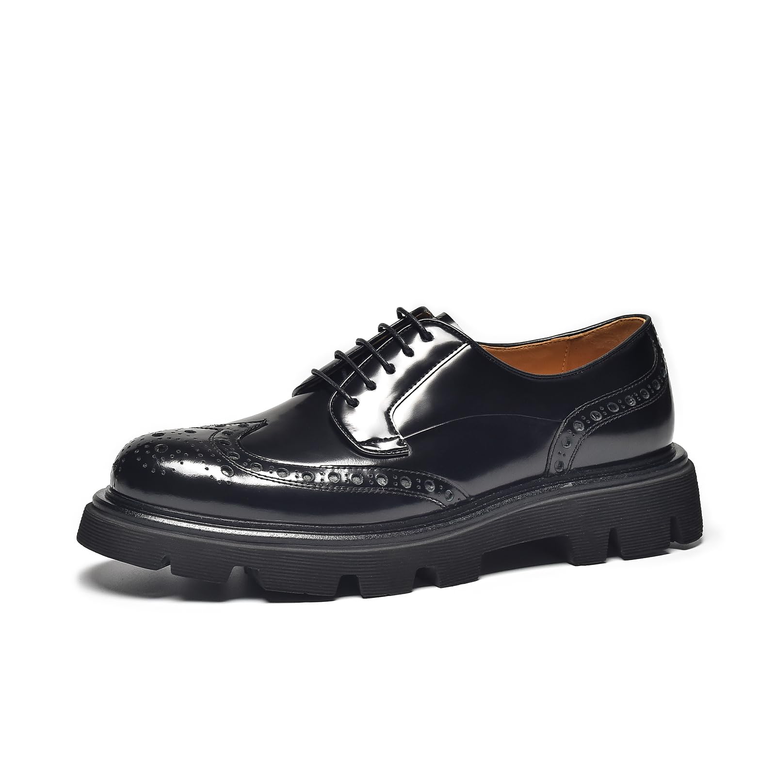 BEAU TODAY Men's Dress Shoes Business Casual Oxford Shoes Genuine Leather Brogue Wingtip Oxfords Classic Comfortable Lace-up Derby Shoes