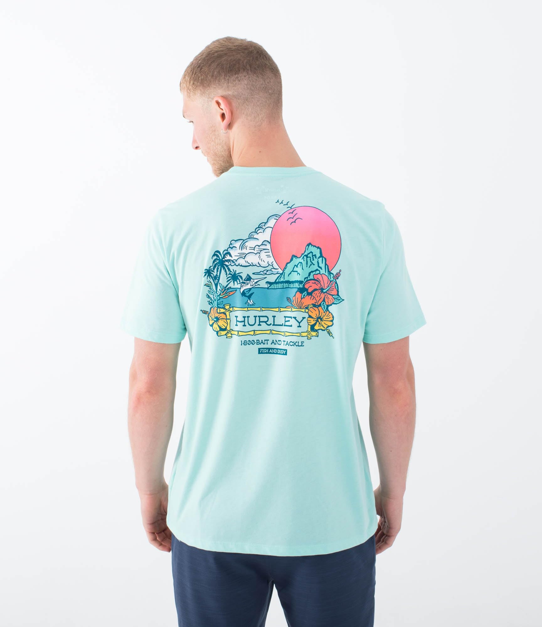 Hurley Mens Bait T-Shirt, Tropical Mist HTR, L EU