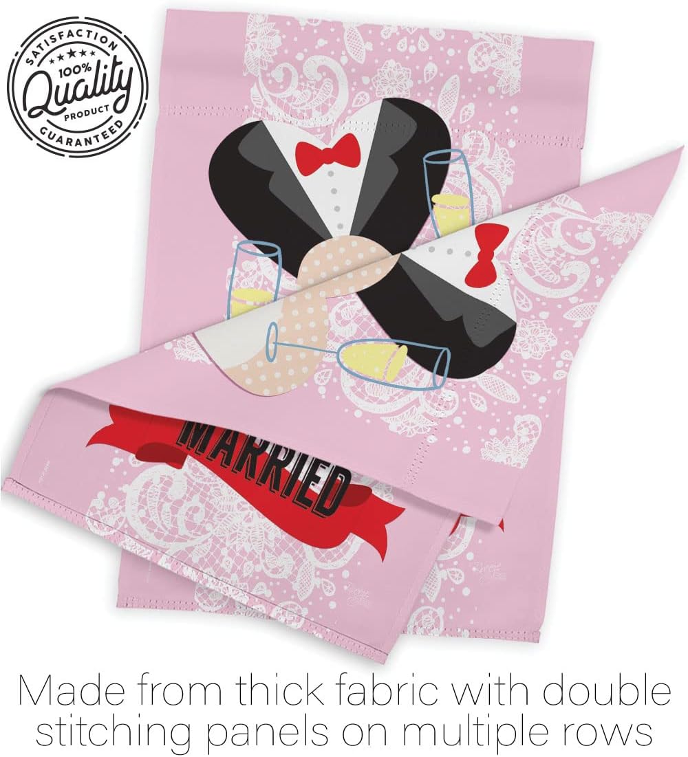 Breeze Decor - Just Married Special Occasion - Everyday Impressions Decorative Vertical House Flag 28" x 40" Printed in USA