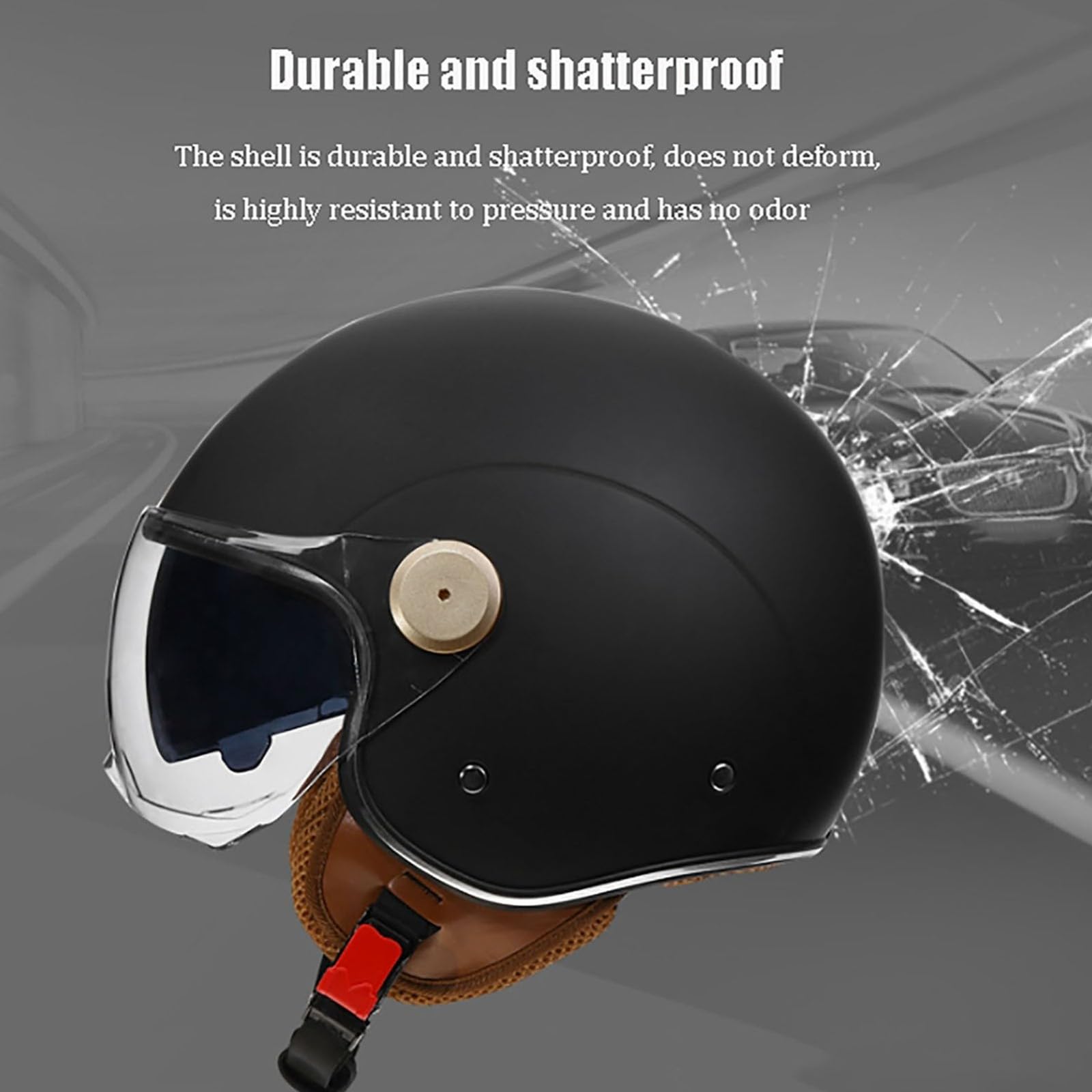 Casco de Motocicleta de Media Cara, Casco de Motocicleta con Visera, Gafas de Doble Capa, Forro cómodo, Orejeras, Casco con certificación ECE/Dot, Casco de Motocicleta Scooter
