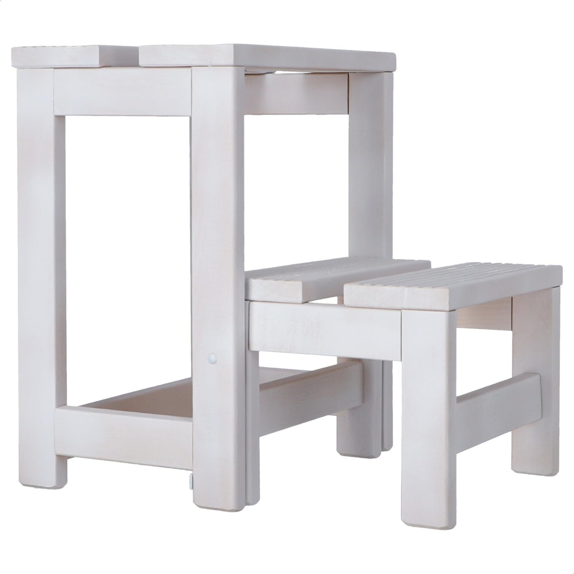 WELL HOME MOBILIARIO & DECORACIÓN Tritthocker mit 2 Stufen, aus Holz, weiß, 32 x 23 x 40 cm